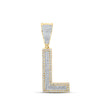 10kt Two-tone Gold Mens Round Diamond Initial L Letter Charm Pendant 1/3 Cttw