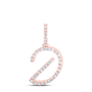 10kt Rose Gold Womens Round Diamond D Initial Letter Pendant 1/6 Cttw