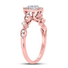 14kt Rose Gold Womens Round Diamond Heart Cluster Ring 1/3 Cttw