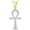 10kt Yellow Gold Mens Round Diamond Ankh Cross Charm Pendant 1/2 Cttw