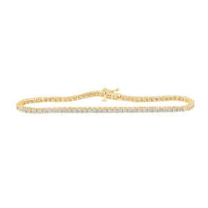 Yellow-tone Sterling Silver Womens Round Diamond 7-inch Fashion Bracelet 3/8 Cttw