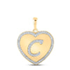 10kt Yellow Gold Womens Round Diamond Heart C Letter Pendant 1/4 Cttw