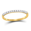 14kt Yellow Gold Womens Round Diamond Wedding Single Row Band 1/6 Cttw