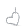 10kt White Gold Womens Round Diamond Heart Pendant 1/12 Cttw