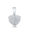 10kt White Gold Womens Round Diamond Heart Pendant 1/2 Cttw