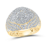 10kt Yellow Gold Mens Baguette Diamond Cluster Ring 2 Cttw