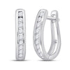 10kt White Gold Womens Round Diamond Hoop Earrings 1/4 Cttw