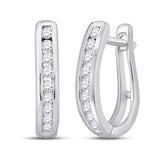 10kt White Gold Womens Round Diamond Hoop Earrings 1/4 Cttw