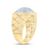 10kt Yellow Gold Mens Round Diamond Cluster Ring 1/2 Cttw