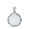 10kt White Gold Mens Round Diamond Memory Circle Charm Pendant 3/4 Cttw