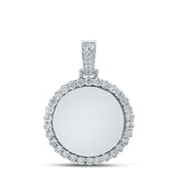 10kt White Gold Mens Round Diamond Memory Circle Charm Pendant 3/4 Cttw