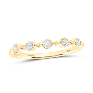 10kt Yellow Gold Womens Round Diamond Dot Stackable Band Ring 1/6 Cttw