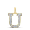 10kt Two-tone Gold Mens Round Diamond U Initial Letter Pendant 1/2 Cttw
