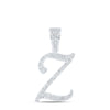 10kt White Gold Mens Round Diamond Z Initial Letter Charm Pendant 7/8 Cttw