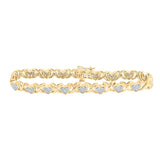 10kt Yellow Gold Womens Round Diamond Heart Fashion Bracelet 1 Cttw