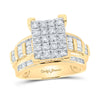 10kt Yellow Gold Round Diamond Cluster Bridal Wedding Engagement Ring 1-7/8 Cttw