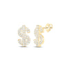 10kt Yellow Gold Round Diamond Dollar Sign Stud Earrings 1/3 Cttw