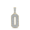 10kt Two-tone Gold Mens Baguette Diamond Number 0 Charm Pendant 1-3/4 Cttw