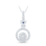 14kt White Gold Womens Round Diamond Fashion Pendant 1/4 Cttw