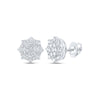 10kt White Gold Womens Round Diamond Cluster Earrings 3/4 Cttw