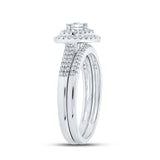 10kt White Gold Round Diamond Bridal Wedding Ring Band Set 1/3 Cttw