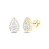 10kt Yellow Gold Womens Baguette Diamond Teardrop Earrings 3/8 Cttw