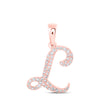 10kt Rose Gold Womens Round Diamond L Initial Letter Pendant 1/8 Cttw