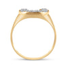 10kt Yellow Gold Mens Round Diamond Lucky Horseshoe Ring 1/20 Cttw