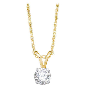 14kt Yellow Gold Womens Round Diamond Solitaire Pendant 1/5 Cttw