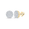 14kt Yellow Gold Round Diamond Cluster Earrings 1 Cttw