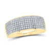 10kt Yellow Gold Mens Round Diamond Pave Band Ring 1/2 Cttw