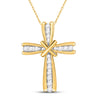 10kt Yellow Gold Womens Round Diamond Cross Pendant 1/6 Cttw