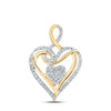 10kt Yellow Gold Womens Round Diamond Heart Pendant 1/5 Cttw