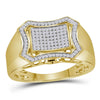 10kt Yellow Gold Mens Round Diamond Curved Octagon Cluster Ring 1/3 Cttw