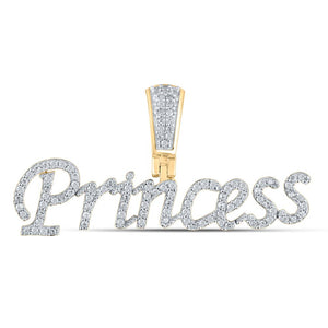 10kt Yellow Gold Womens Round Diamond Princess Phrase Pendant 1/3 Cttw