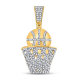 10kt Yellow Gold Mens Round Diamond Sports Basketball Charm Pendant 3/4 Cttw