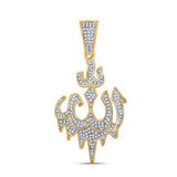 10kt Yellow Gold Mens Round Diamond Allah Islam Charm Pendant 1/2 Cttw