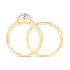 10kt Yellow Gold Round Diamond Heart Bridal Wedding Ring Band Set 1/3 Cttw