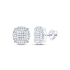 Sterling Silver Round Diamond Cluster Earrings 1/2 Cttw