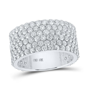 10kt White Gold Mens Round Diamond 6-Row Pave Band Ring 6-1/2 Cttw