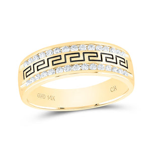 14kt Yellow Gold Mens Round Diamond Wedding Grecco Band Ring 1/2 Cttw