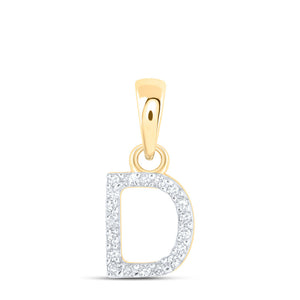 10kt Yellow Gold Womens Round Diamond D Initial Letter Pendant 1/20 Cttw