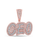 10kt Rose Gold Mens Round Diamond CEO Charm Pendant 5/8 Cttw