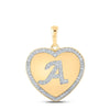 10kt Yellow Gold Womens Round Diamond Heart A Heart Pendant 1/4 Cttw