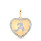 10kt Yellow Gold Womens Round Diamond Heart A Heart Pendant 1/4 Cttw