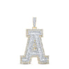 10kt Yellow Gold Mens Baguette Diamond A Initial Letter Charm Pendant 4-7/8 Cttw