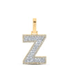 10kt Yellow Gold Mens Baguette Diamond Z Initial Letter Charm Pendant 1/2 Cttw