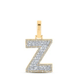 10kt Yellow Gold Mens Baguette Diamond Z Initial Letter Charm Pendant 1/2 Cttw