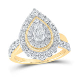 14kt Yellow Gold Pear Diamond Halo Bridal Wedding Engagement Ring 1-1/2 Cttw