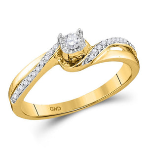 10kt Yellow Gold Round Diamond Solitaire Bridal Wedding Engagement Ring 1/8 Cttw